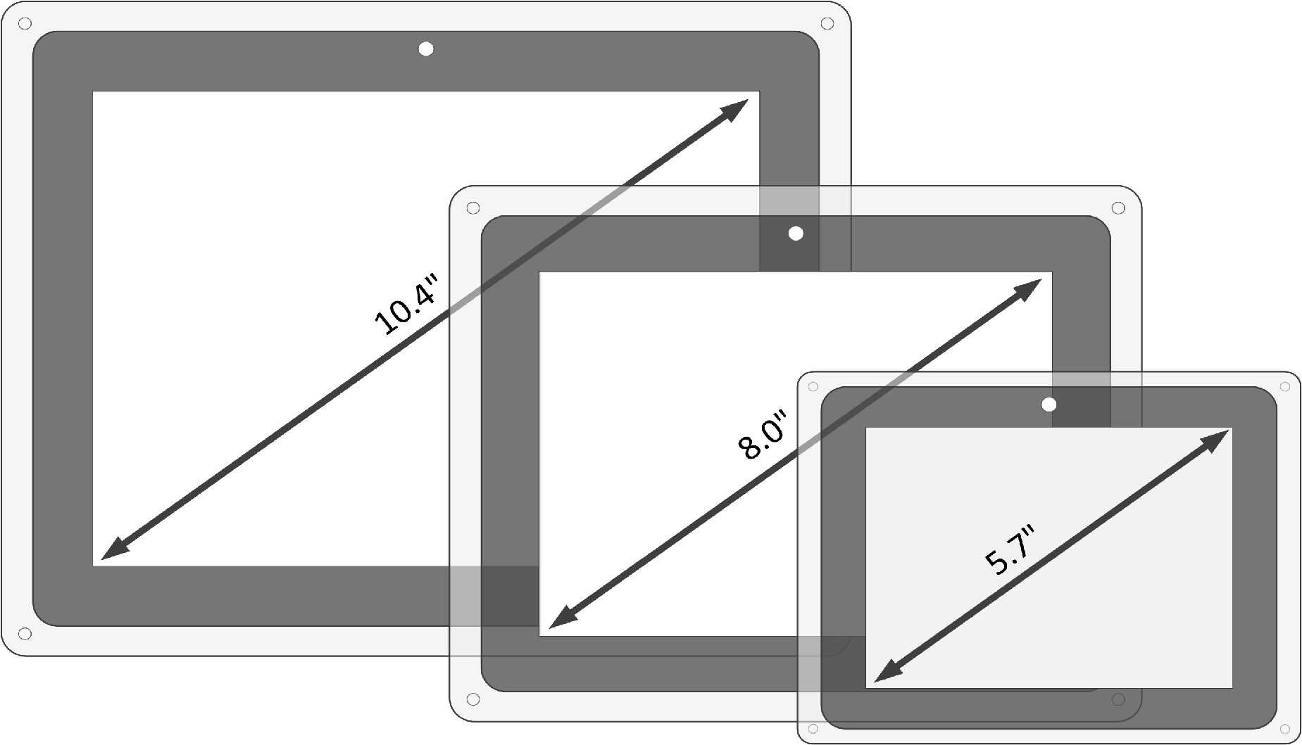 three display sizes: 5.7", 8.0", 10.4"
